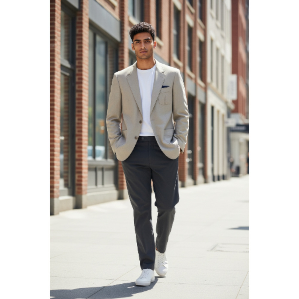 Vintage Knack Men's Sports Jacket Beige Suede